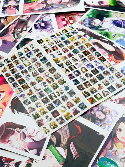 Набор открыток, карточек и наклеек "Клинок, рассекающий демонов / Demon Slayer", 188 предметов