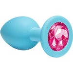 Средняя анальная пробочка с розовым кристаллом Cutie Medium (8,2 см , голубой с розовым) (Цвет: голубой с розовым)