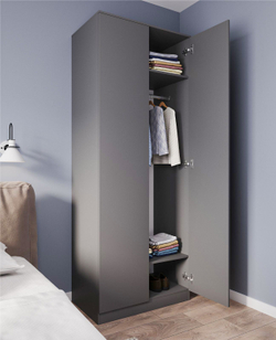 МОРИ МШ 800 Шкаф с 2 дв. (ш802*г478*в2100мм), ЛДСП графит