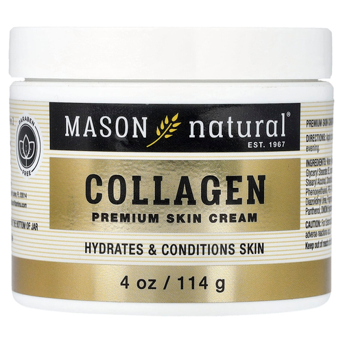 Mason Natural, крем для кожи с коллагеном премиального качества, груша, 114 г (4 унции)