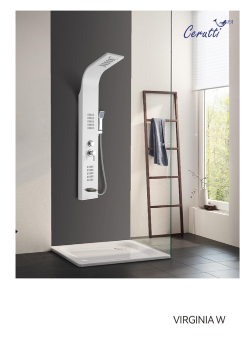 Панель VIRGINIA W душевая из нержавеющей стали с форсунками Ceruttispa CT9990, цвет белый