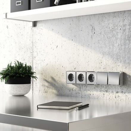 Выключатель одноклавишный проходной Gallant (серебряный)