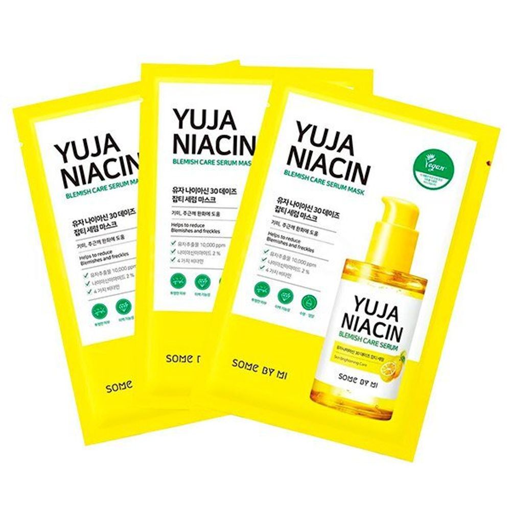 Some By Mi Yuja Niacin Blemish Care Serum Mask Sheet осветляющая маска с Юдзу