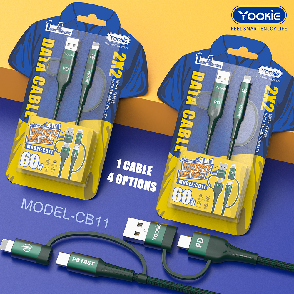 Кабель Yookie CB11 PD - 4 IN 1 Type C - Type C - Lightning
