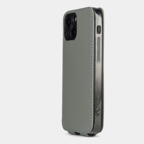 Чехол для iPhone 13 из натуральной кожи теленка, стального цвета