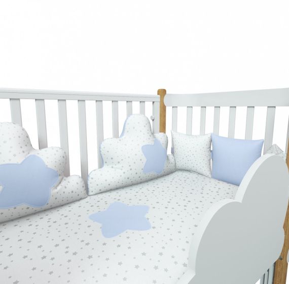 Набор в кровать для новорожденных Lollycottons Облака, Голубой