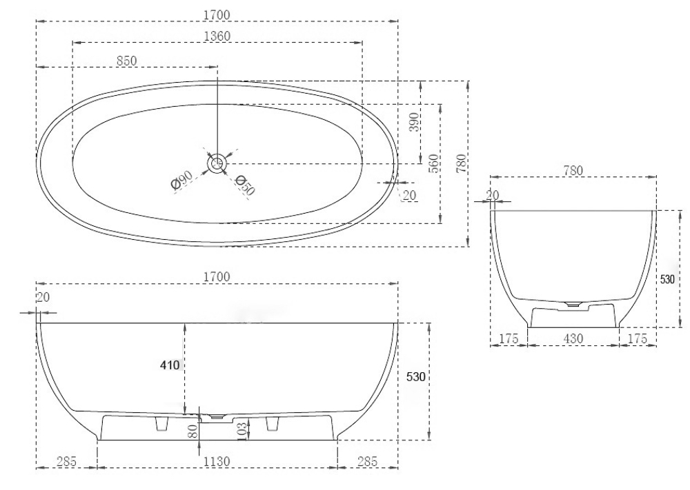 Прозрачная ванна ABBER Kristall AT9703Amber желтая