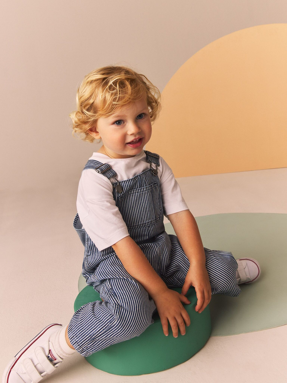 Комбинезон джинсовый для мальчика Next B25-311, Темно-синий, Белый