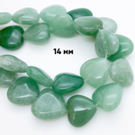 Авантюрин, сердце, размер около 14 мм, цена за 13 шт (1/2 нити)