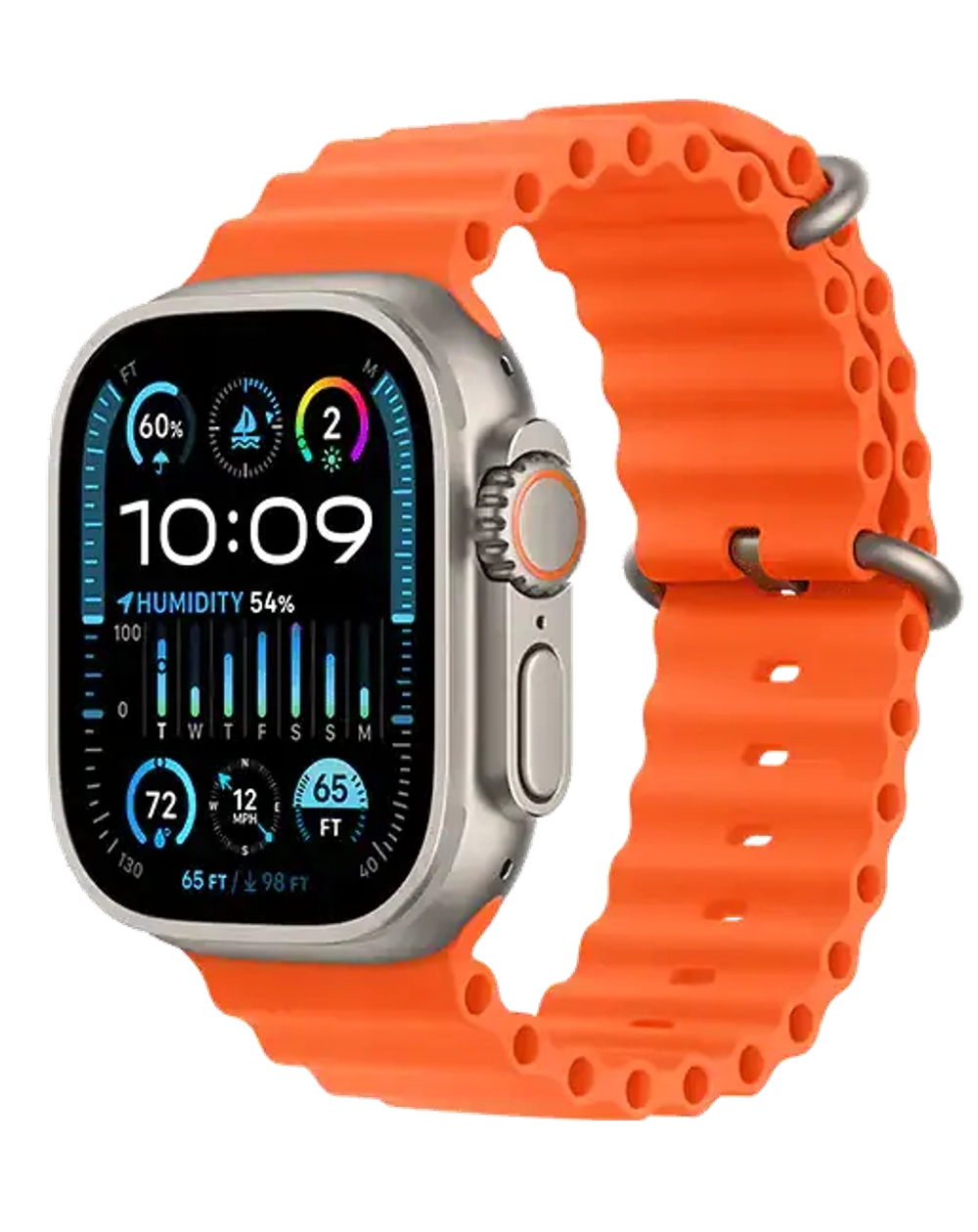 Смарт-часы Apple Watch Ultra 2 49mm титан светлого цвета, ремешок Ocean оранжевого цвета (2023)