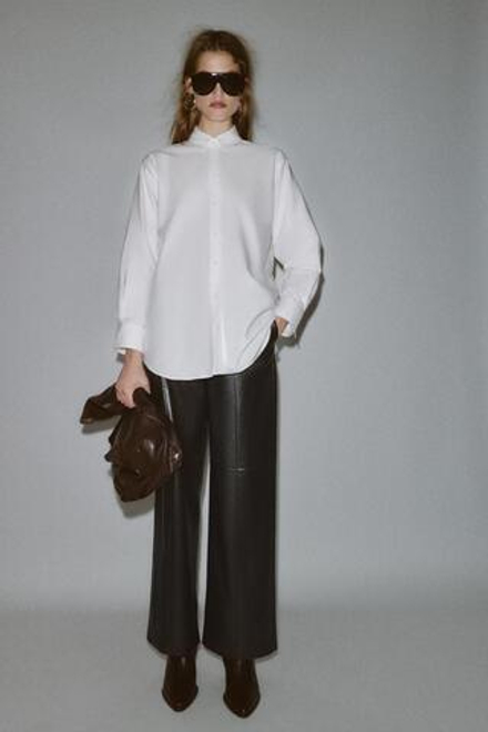 ZARA РУБАШКА ОКСФОРД ОВЕРСАЙЗ, БЕЛЫЙ