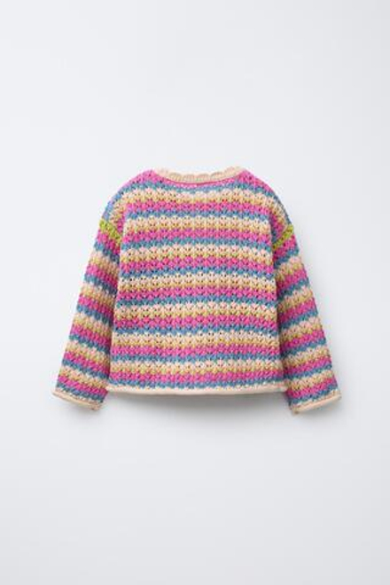 ZARA СВИТЕР В РАЗНОЦВЕТНУЮ ПОЛОСКУ, РОЗОВЫЙ
