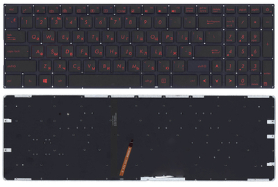Клавиатура для ноутбука Asus FX502 черная с красной подсветкой