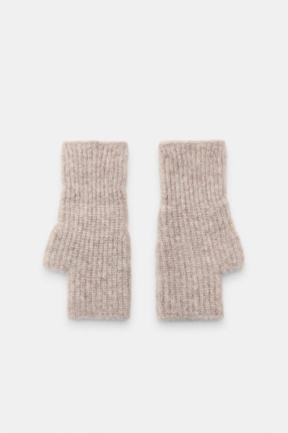 ZARA КОРОТКИЕ ТРИКОТАЖНЫЕ МИТЕНКИ, ПЕСОЧНЫЙ