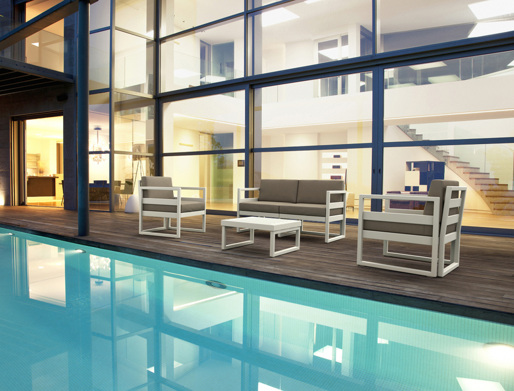 Комплект пластиковой мебели Siesta Contract Mykonos, белый, светло-коричневый