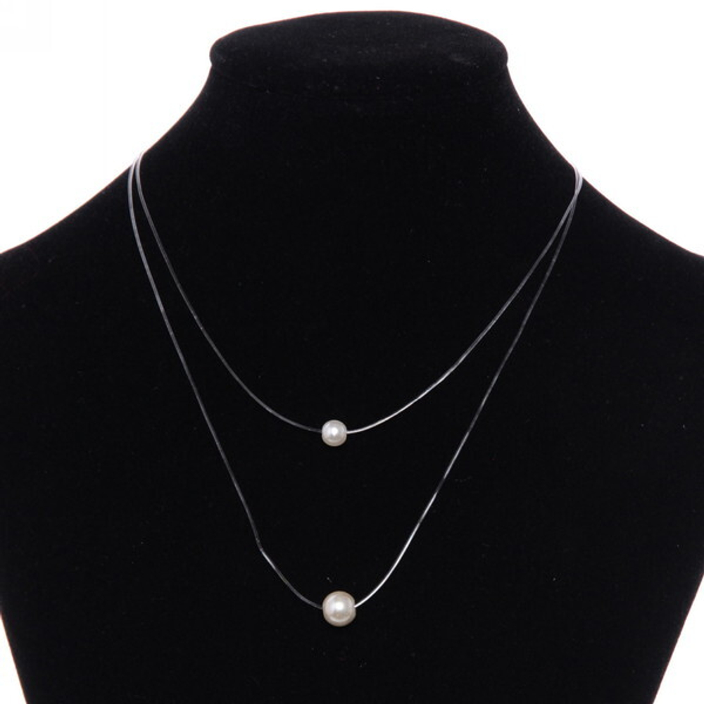 Подвеска двойная на шею на леске «Emerald - Жемчужинка», d-0.6мм