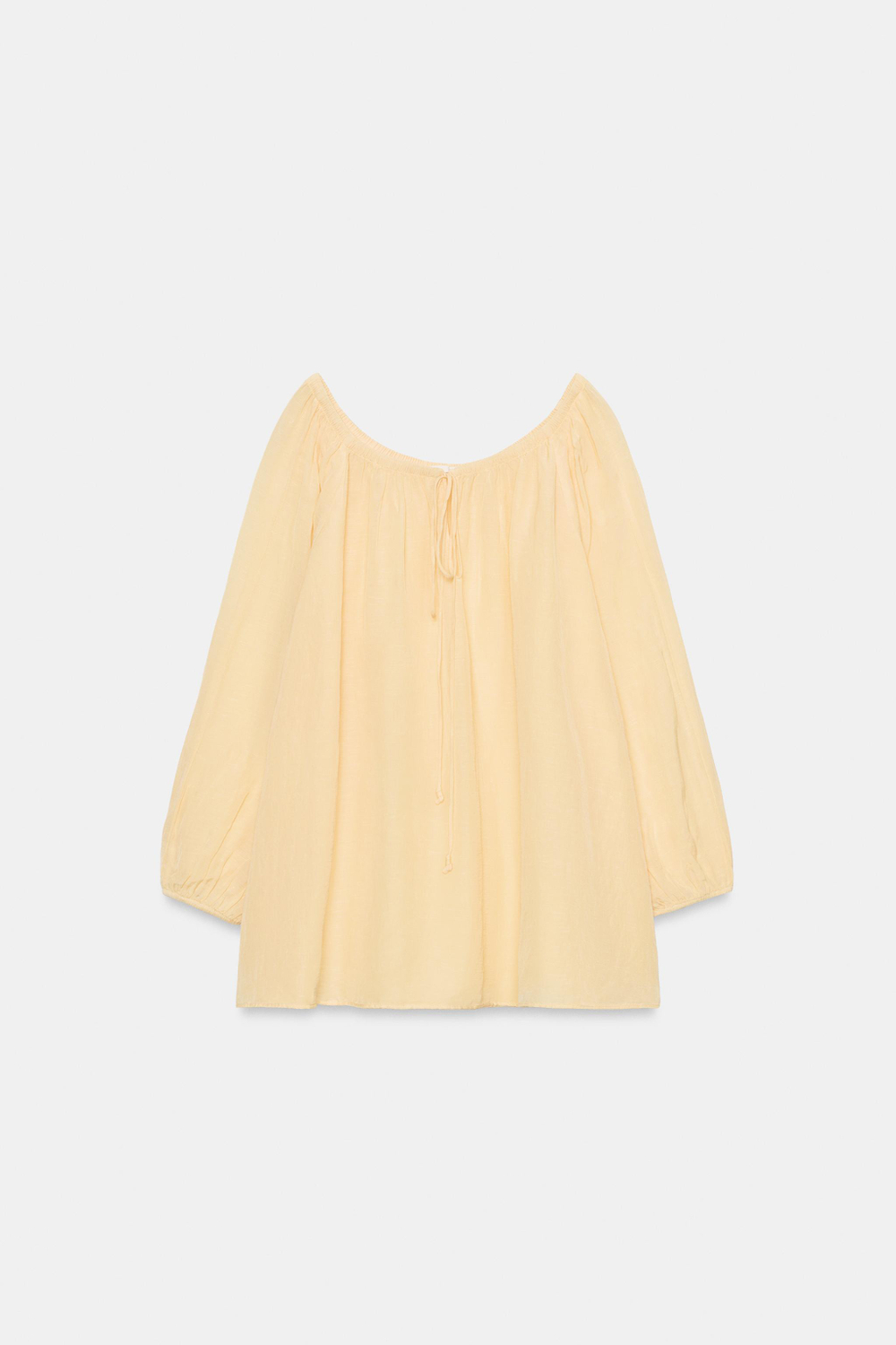 ZARA БЛУЗА ИЗ ЛЬНА — ZW COLLECTION, ПАСТЕЛЬНО-ЖЕЛТЫЙ