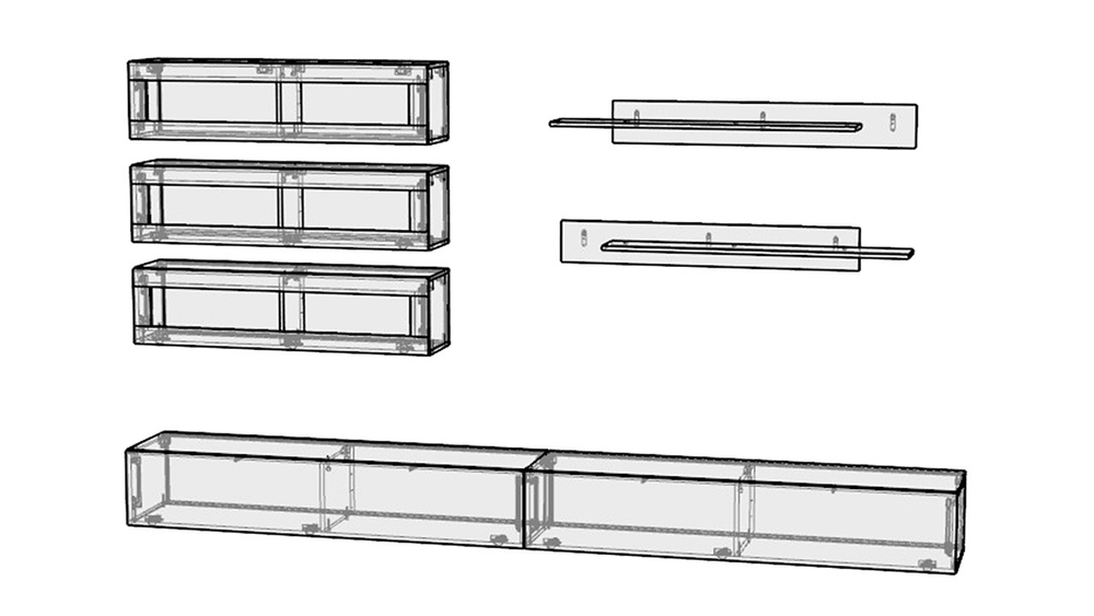 Гостиная 23 МДФ Черный DM089-6Т (глянец) / Черный 0190 PE 320*40*180 см, Черный, Черный МДФ   Фиеста