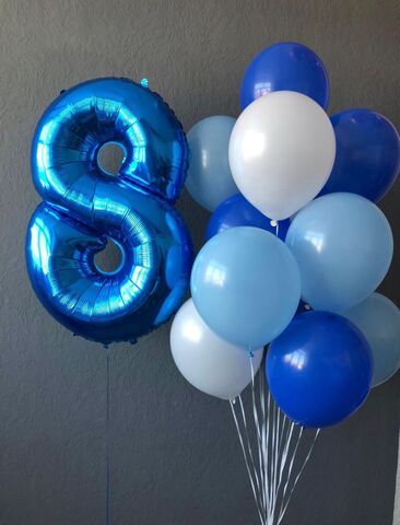 Шары 8 лет набор сине-голубые мальчику