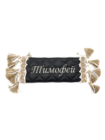 Карман Тимофей (черный с бежевой вышивкой, экокожа)