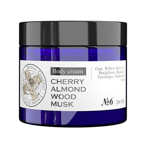 Парфюмированный крем для тела №6 Вишня, Миндаль, Древесная кора, Мускус Maniac Gourmet Body Cream 200мл
