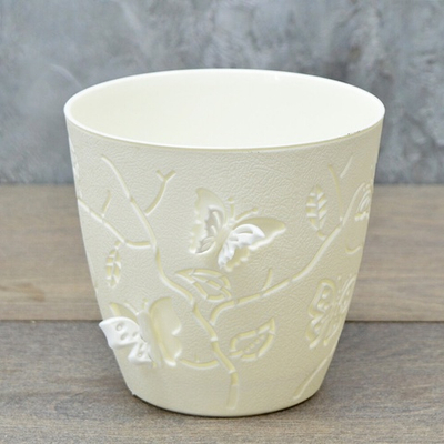 Горшок цветочный Butterflies 0,7л D115мм, молочный туман