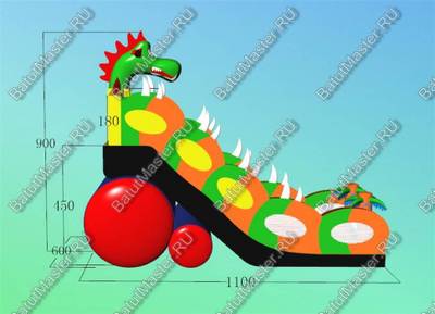 Батут-горка "Дракон 2", 11*6*9 м