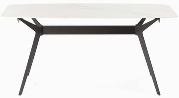 Обеденный стол Scarlet 160х80 ножка из стали, столешница керамика cветло-серый/черный