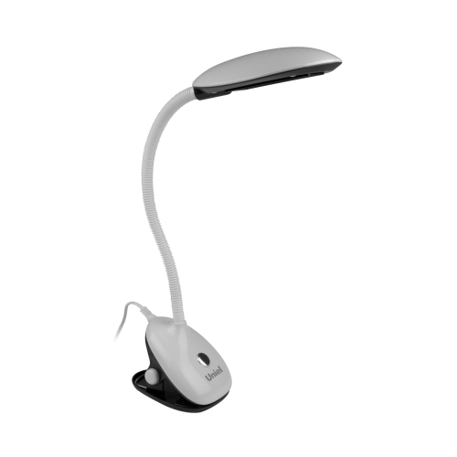TLD-529 Black-White/4W/LED/400Lm/4500K Светильник настольный «прищепка». Механический выключатель. Чёрный с белым. TM Uniel.