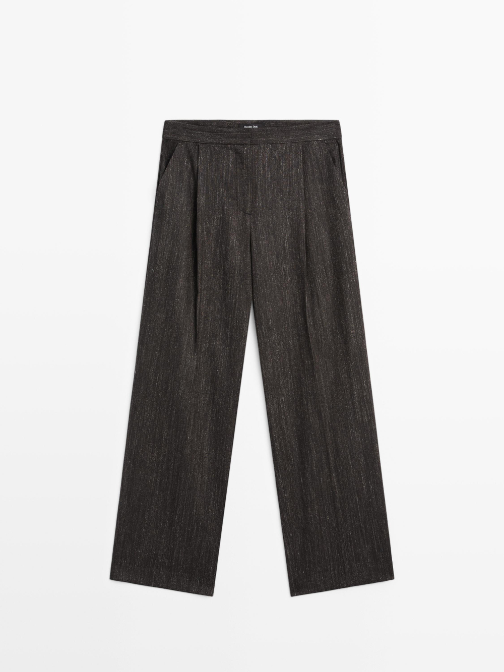 Massimo Dutti Брюки из меланжевой ткани с выточками, черный