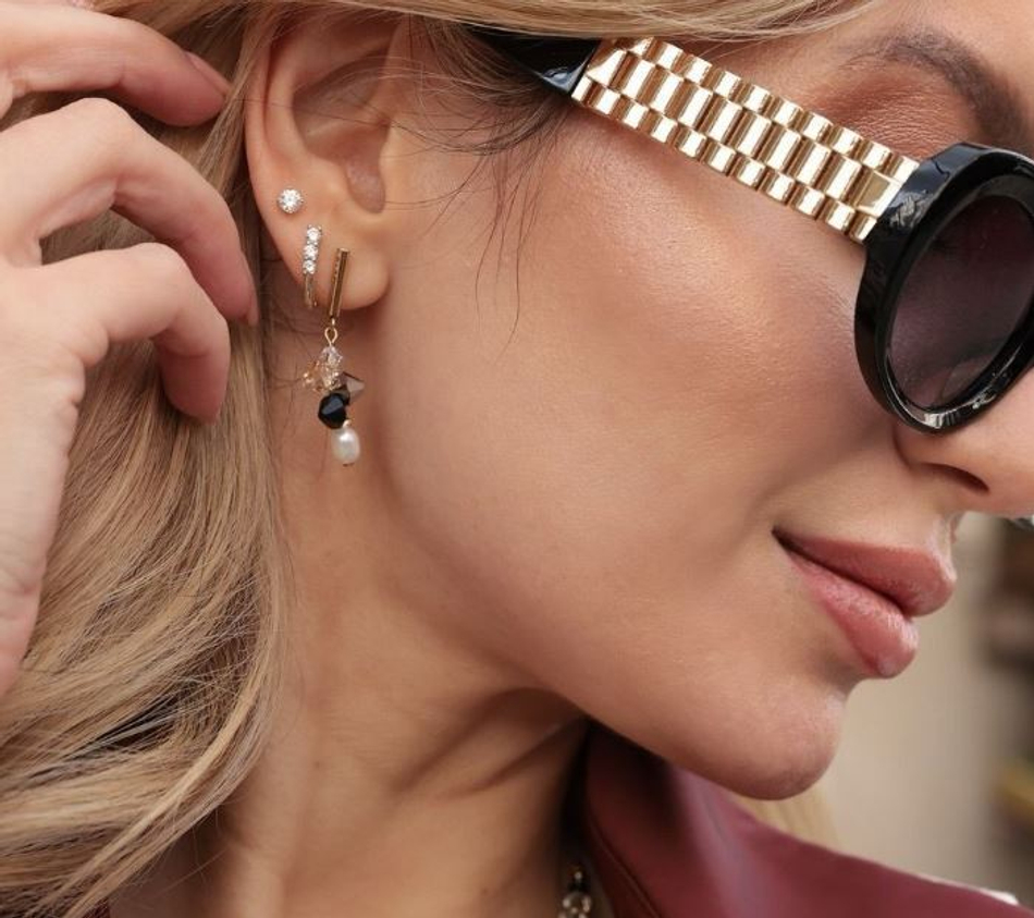 Серьги Coeur de Lion Black-Crystal 1124/21-1318