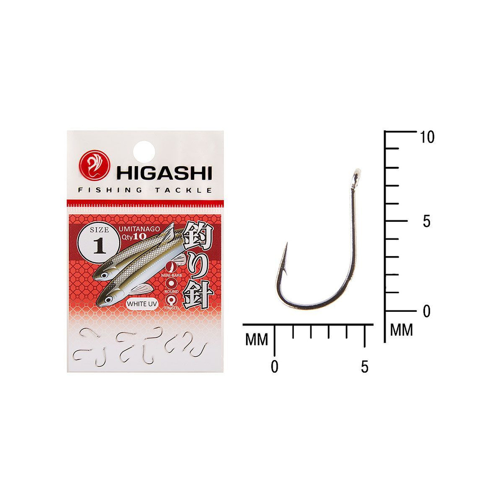 Крючок одинарный HIGASHI Umitanago ringed #1 White UV