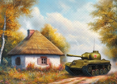 Танк (тематика 9-е Мая) №3 - фон неопреновый