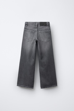 ZARA ДЖИНСЫ WIDE LEG СО СТРАЗАМИ, СЕРЫЙ