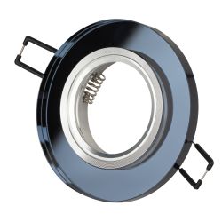 DK7 CH/BK Светильник ЭРА декор стекло круглое MR16,12V/220V, 50W, хром/черный | Декоративные встраиваемые светильники