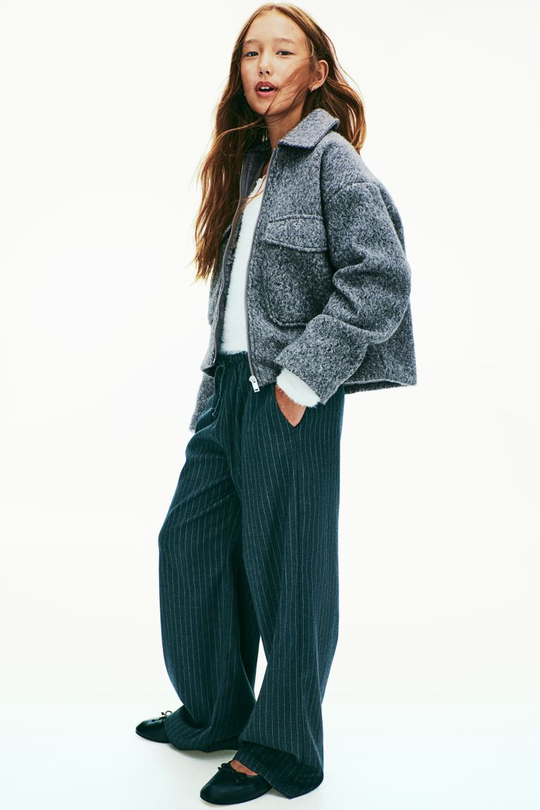 H&M Куртка-рубашка из фетра, серый
