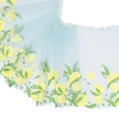 Вышивка на сетке ментол/лимоны 21 см (левая)