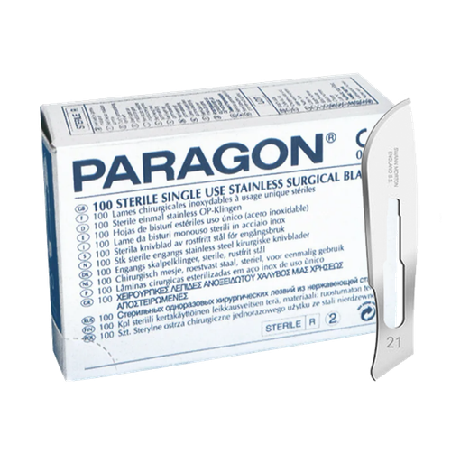 Лезвия для скальпеля одноразовые стерильные Парагон(Paragon) N21 Р307  (100шт/упк)