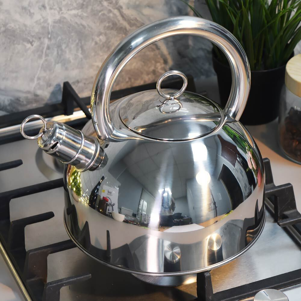 Чайник 2,5л со свистком нерж, индукция, толстостенный