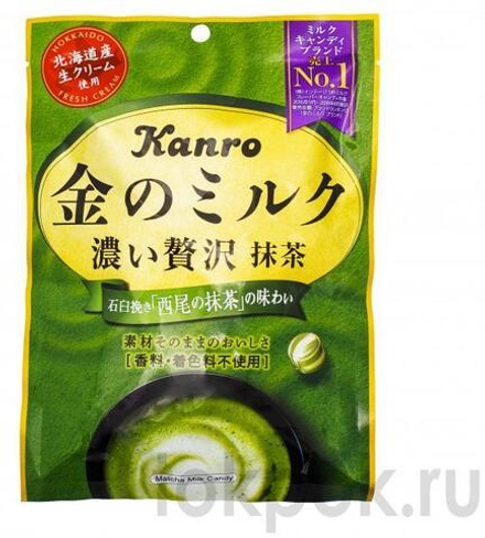Молочная карамель с зеленым чаем Kanro Gold Milk Candy Green Tea, 70 гр