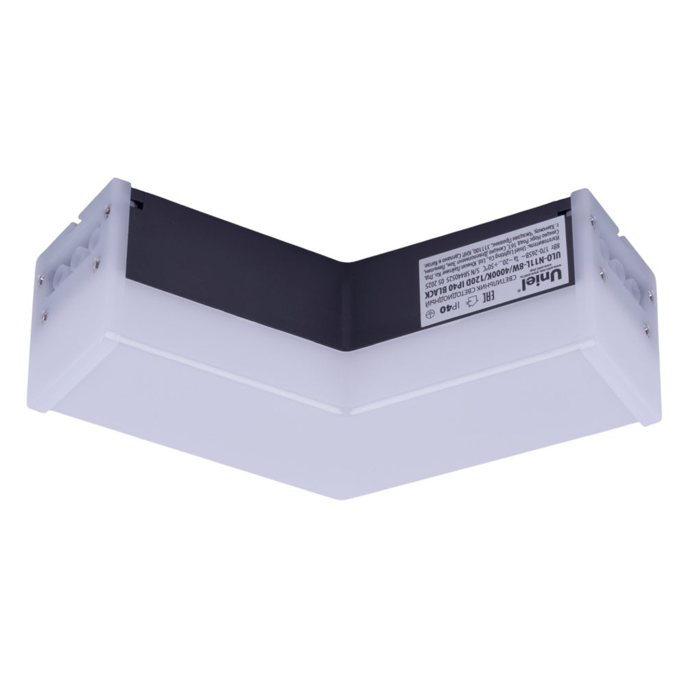 ULO-N11L-8W-4000K-120D IP40 BLACK Светильник светодиодный L-образный. Угол 120 градусов. Белый свет 4000K. 800Лм. Алюминий. Цвет черный. TM Uniel