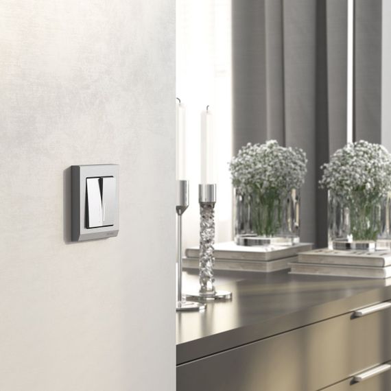 Выключатель двухклавишный с подсветкой Werkel серебряный матовый W1120165 4690389195532