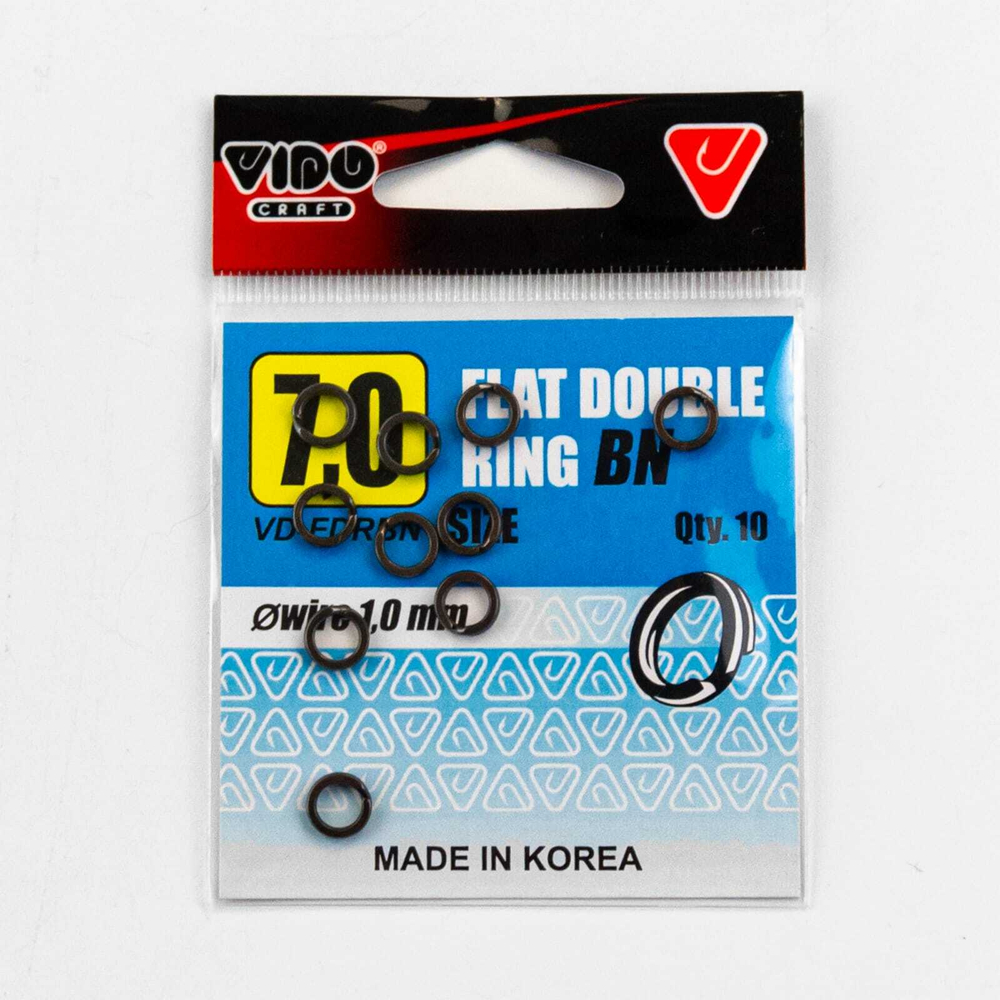 Кольцо заводное Vido Craft Flat Double Ring, Черный никель (10шт/уп)