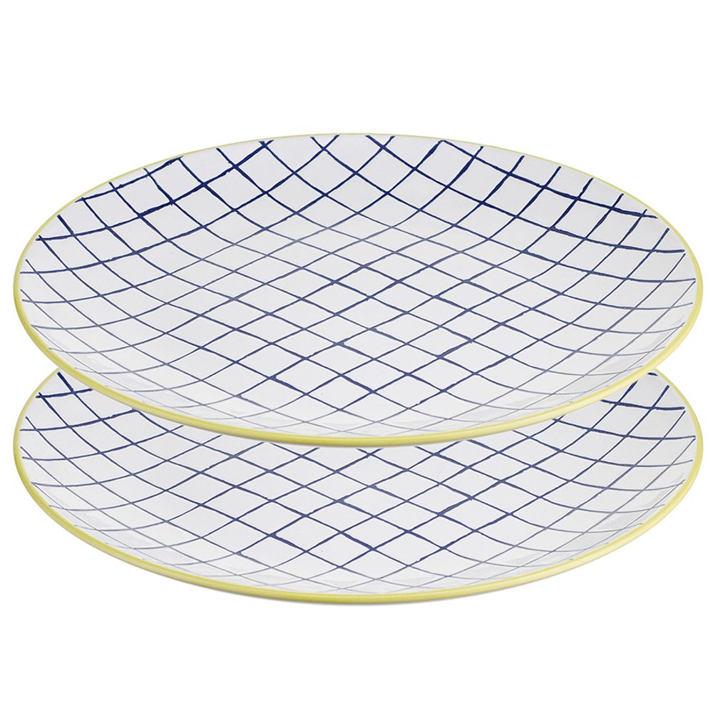 Набор из 2-х керамических обеденных тарелок LT_LJ_DPLBT_CRC_26, 26 см, синий/белый