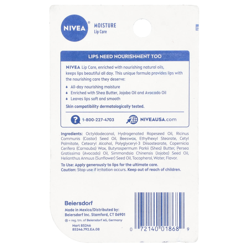 Nivea, Увлажняющее средство для губ, 2 стика, по 4,8 г (0,17 унции)