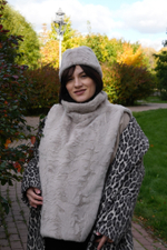 Пилотка меховая серый жемчуг