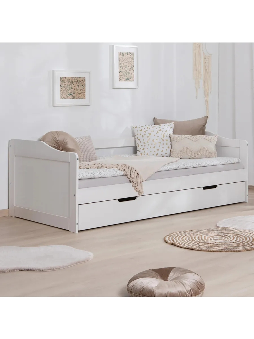 Кровать 90х200 Бонни из сосны с выдвижным местом