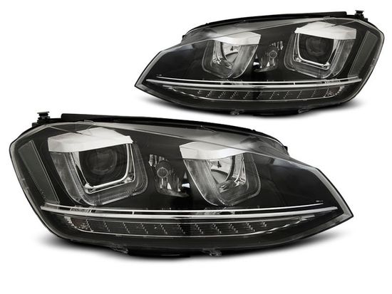 Передние фары U-Type для Volkswagen Golf VII (12-...) Black