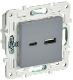 SKANDY Розетка USB A+C 18Вт SK-R13Gr серый IEK
