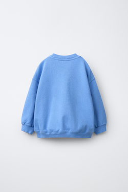ZARA ОДНОТОННАЯ ТОЛСТОВКА ОВЕРЛОК, ЯРКО-СИНИЙ